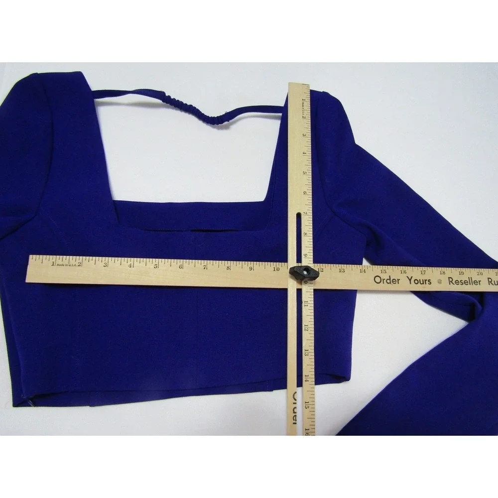 ZARA Crop Square Neck Top Womens‎ S Dark Purple Pullover Knit Academia